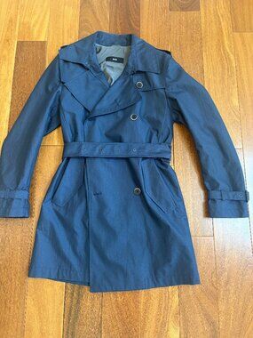 Hugo Boss navy classic double breasted belted trench coat